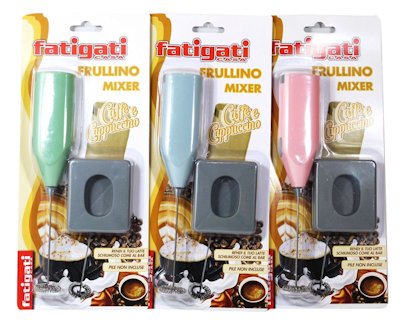 SCHIUMATORE FRULLINO A BATTERIA SU BLISTER FATIGATI