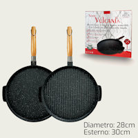 BISTECCHIERA TONDA CM.28 VULCANIA 2 IN 1 CON MANICO REMOVIBILE ARCA