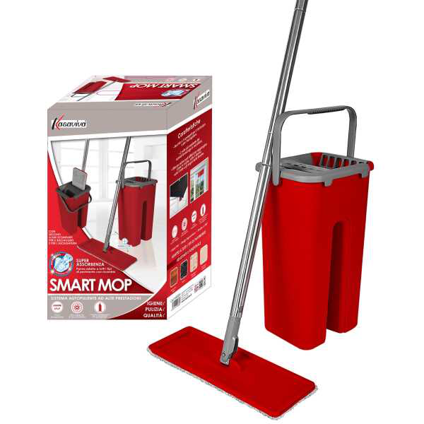 PAVIMENTO SECCHIO SMART MOP 9LT. CON MANICO H.125CM. CON RICAMBIO KASAVIVA