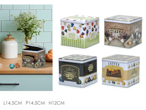 PORTACIALDE O CAPSULE CAFFE' IN LATTA CM.14x14xH.12 DECORATO 751193 GENERAL