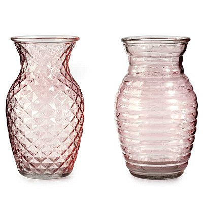 VASO IN VETRO CILINDRO STILIZZATO CM.H.19xD.11 ROSA C.V.