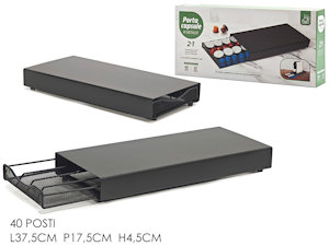 PORTACAPSULE CAFFE' 40 POSTI CM.37x17xH.4,5 IN FERRO FUNGE ANCHE DA BASE 751205