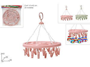 BUCATO STENDIBIANCHERIA A PINZE IN PLASTICA OVALE 24 PINZE DUESSE