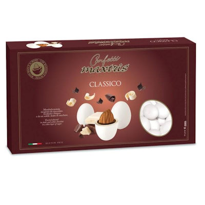 CONFETTI MAXTRIS CIOCOMANDORLA CLASSICO 1KG. BIANCHI  MANDORLA RICOPERTA