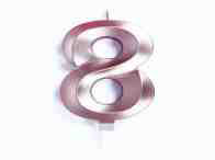 CANDELINA CERA 3D CM.10 ROSA GOLD CHROME NUMERO 8