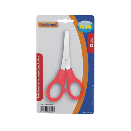 FORBICE IN ACCIAIO CENTIMETRATA CM.13 FLUO NIKOFFICE SU BLISTER