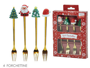 TAVOLA SOLO POSATE FORCHETTINE ORO CONF.6PZ. CON SOGGETTO NATALIZIO 576704 GENER