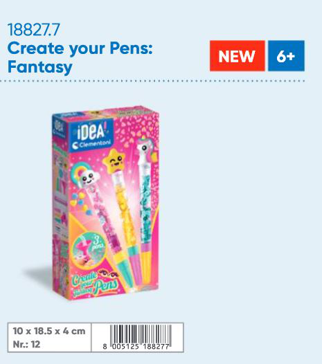 CREA IDEA PERSONALIZZA LA TUA PENNA KIT 3 PENNE 3 INCHIOSTRI FANTASY 18827 CLEME