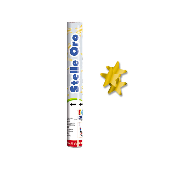 TUBO SPARA CORIANDOLI CM.30 STELLE ORO BIGPARTY