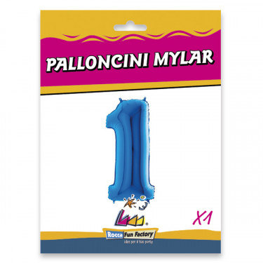 PALLONCINO MYLAR BLU NUMERO 1 CM.102 D.40