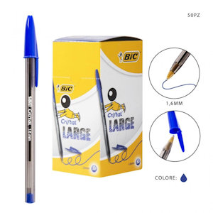 PENNA BIC CRISTAL LARGE BLU PUNTA 1,6MM. pezzi 50