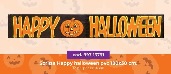 HALLOWEEN ACCESSORI FESTA FESTONI SCRITTA HAPPY HALLOWEEN IN PLASTICA CM.180x30