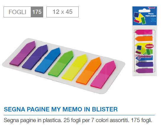 MEMO SEGNA PAGINA ADESIVO FRECCE COLORI ASSORTITI CONF. 7 STRISCE 175 ff. NIKOFE