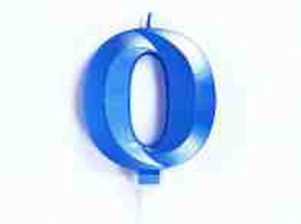 CANDELINA CERA 3D CM.10 BLU CHROME NUMERO 0