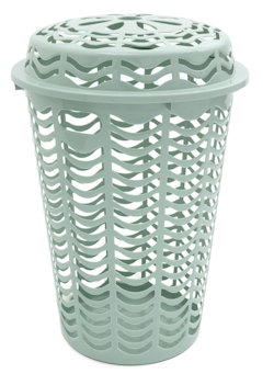BUCATO PORTABIANCHERIA MILLEUSI CON COPERCHIO D.44 H.67CM. ACQUAMARINA DUPLAST