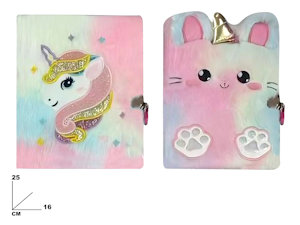 GIOCO DIARIO SEGRETO CON LUCCHETTO PELUCHE UNICORNO CM.16x25 MAZ