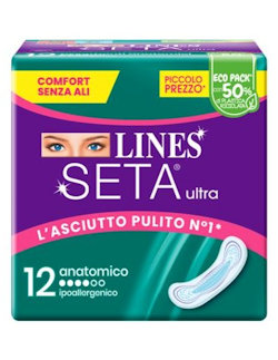 ASSORBENTI LINES SETA ULTRA LUNGO CONF.12PZ. ANATOMICO CONF.VERDE