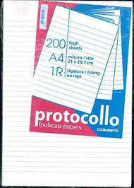 FOGLI PROTOCOLLO 1 RIGO 60gr. RISMA 200ff.