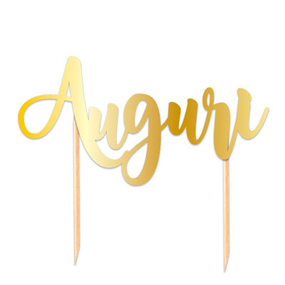 AUGURI CAKE TOPPER SCRITTA IN CARTONCINO ORO CM.24x14 BIGPARTY