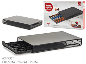 PORTACAPSULE CAFFE' 60 POSTI CM.40x26xH.6 IN FERRO FUNGE ANCHE DA BASE 751206