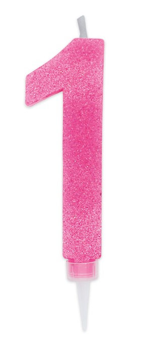 CANDELINA MAX CERA SWEETY CM.15 GLITTER FUCSIA N. 1 BIGPARTY