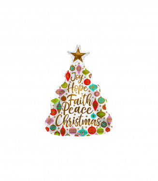 PALLONCINO MYLAR SAGOMA NATALE ALBERO DECORATO 14 POLLICI