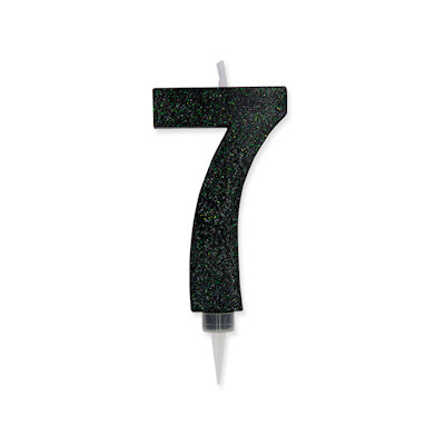 CANDELINA MAX CERA SWEETY CM.15 GLITTER NERA N. 7 BIGPARTY
