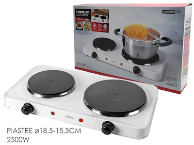FORNELLO ELETTRICO 2 PIASTRE 2500W CON TERMOSTATO 871503 DICTROLUX