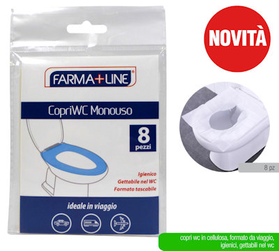 MONOUSO COPRI WATER IGIENICO DA VIAGGIO PER WC CONF.8PZ. FARMALINE