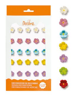 DECORAZIONI IN ZUCCHERO FIORELLINI PICCOLI CONF. 30PZ. DECORA