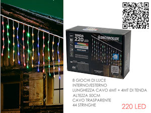 TENDA 220 LED MT.4+6 CAVO H.50cm MULTICOLOR ESTERNO PROGRAMMABILE GENERAL