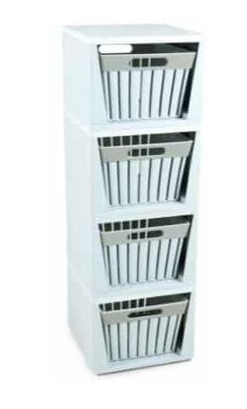 CASSETTIERA IN PLASTICA LINEA DOGA 4 CASSETTI CM.26x27xH.80 BIANCO ECOPLAST