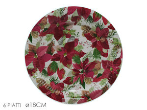 PARTY NATALE DECORO FIORE IN CARTA PIATTI CM.18 CONF.6 PZ. 471026 GENERAL