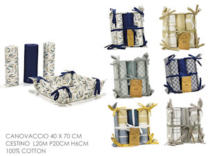 STROFINACCIO DA CUCINA IN COTONE SET.3PZ. IN CESTINO 425050 GENERAL