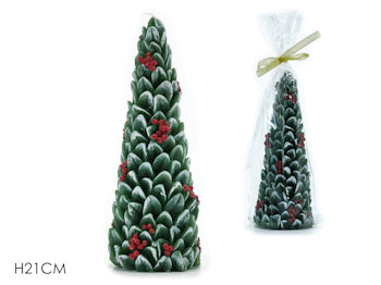 CANDELA SAGOMATA ALBERO DI NATALE CONICO CM.H.20 STILIZZATO VERDE 433241 GENERAL