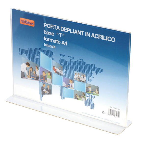 PORTA DEPLIANT DA BANCO BIFACCIALE BASE AD T CM.21x29.7 A4 IN ORIZONTALE NIKOFFE