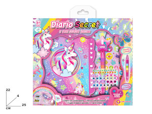 GIOCO DIARIO SEGRETO CON PENNA E STIKERS UNICORNO CM.25x24 MAZ