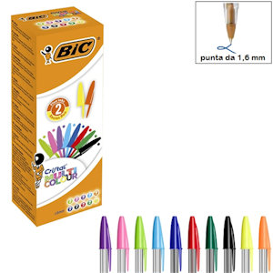 PENNA BIC CRISTAL LARGE MULTICOLOR PUNTA 1,6MM. CONF.10 COLORI pezzi 20