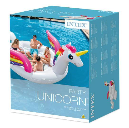 CAVALCABILE Z. ISOLA GONFIABILE UNICORNO GIGANTE PARTY cm.503x335 INTEX