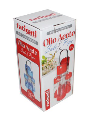 SPARGITORI SET OLIERA ACETO ED SALE IN VETRO SET 4PZ. FATIGATI