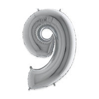 PALLONCINO MYLAR ARGENTO NUMERO 9 CM.102 D.40