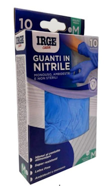 GUANTI MONOUSO IN NITRILE IRGE 10PZ. TAGLIA M BLU