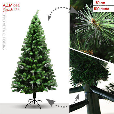 ALBERO CLASSICO PINO MERRY CRISTMAS ALTEZZA CM.180 RAMI 500 PVC IDEA'S