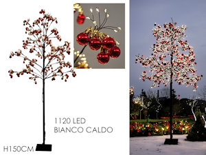 ALBERO NATALE CM.150 CON 1120 LUCI LED CALDA CON PALLINE ROSSE 600157 GENERAL
