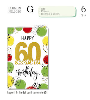 BIGLIETTI 60 ANNI PALLONCINI NU.9030 PEZZI 6