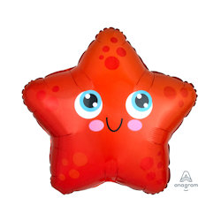 PALLONCINO MYLAR SAGOMA ANIMALETTO STELLA MARINA ROSSA ROCCA