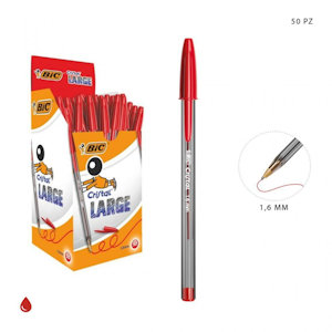PENNA BIC CRISTAL LARGE ROSSA PUNTA 1,6MM. pezzi 50