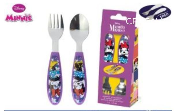 MINNIE POSATE IN METALLO CUCCHIAIO E FORCHETTA SU BLISTER EOLD.