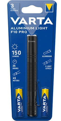 TORCIA LED IN ALLUMINIO F10 FINO A 25MT. CON PILE MINI STILO VARTA