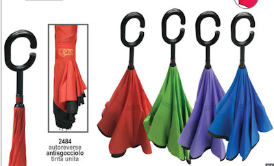OMBRELLO IN NYLON MINI IMPUGNATURA CURVA REVERSE MONOCOLORE IDEAPIOGGIA